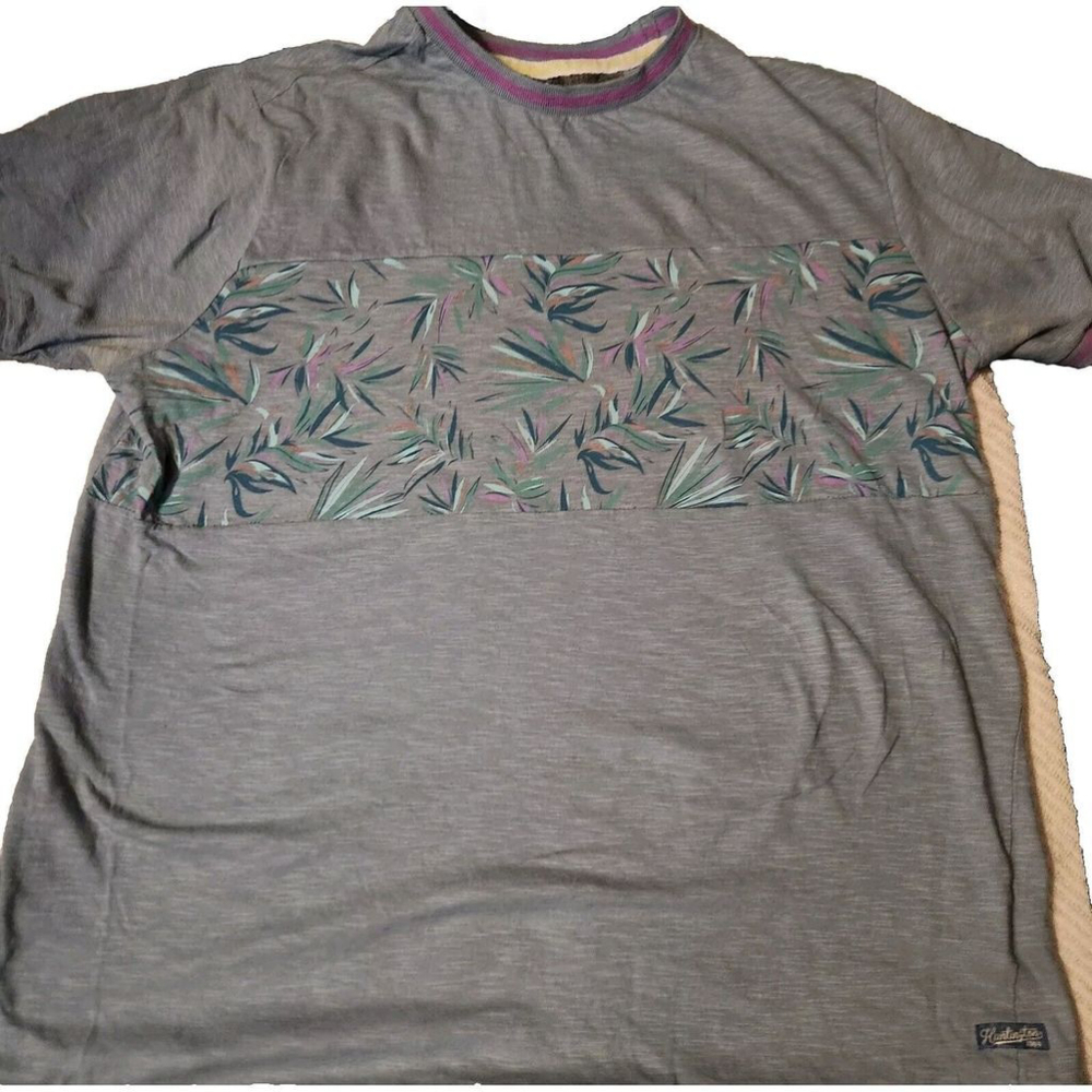 Huntington Beach Club Mens T-Shirt Large Short Sleeves Floral 100% Cotton